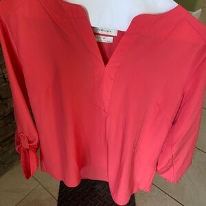 Van Heusen Pink 3/4 Sleeve Tie Front Blouse
